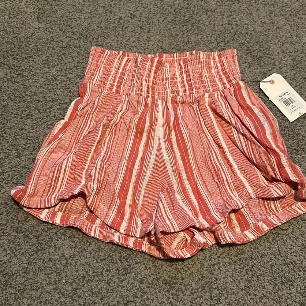 Red and white stripped billabong flowy shorts